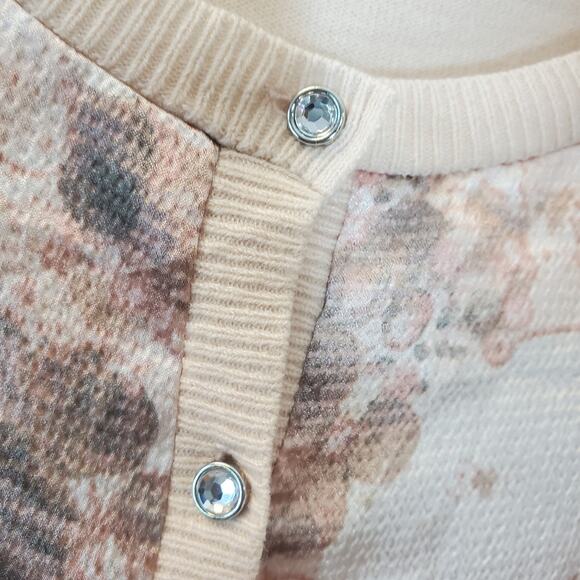 New York & Company Blush Abstract Print Button Front Cardigan Sweater Size XS - Picture 6 of 6